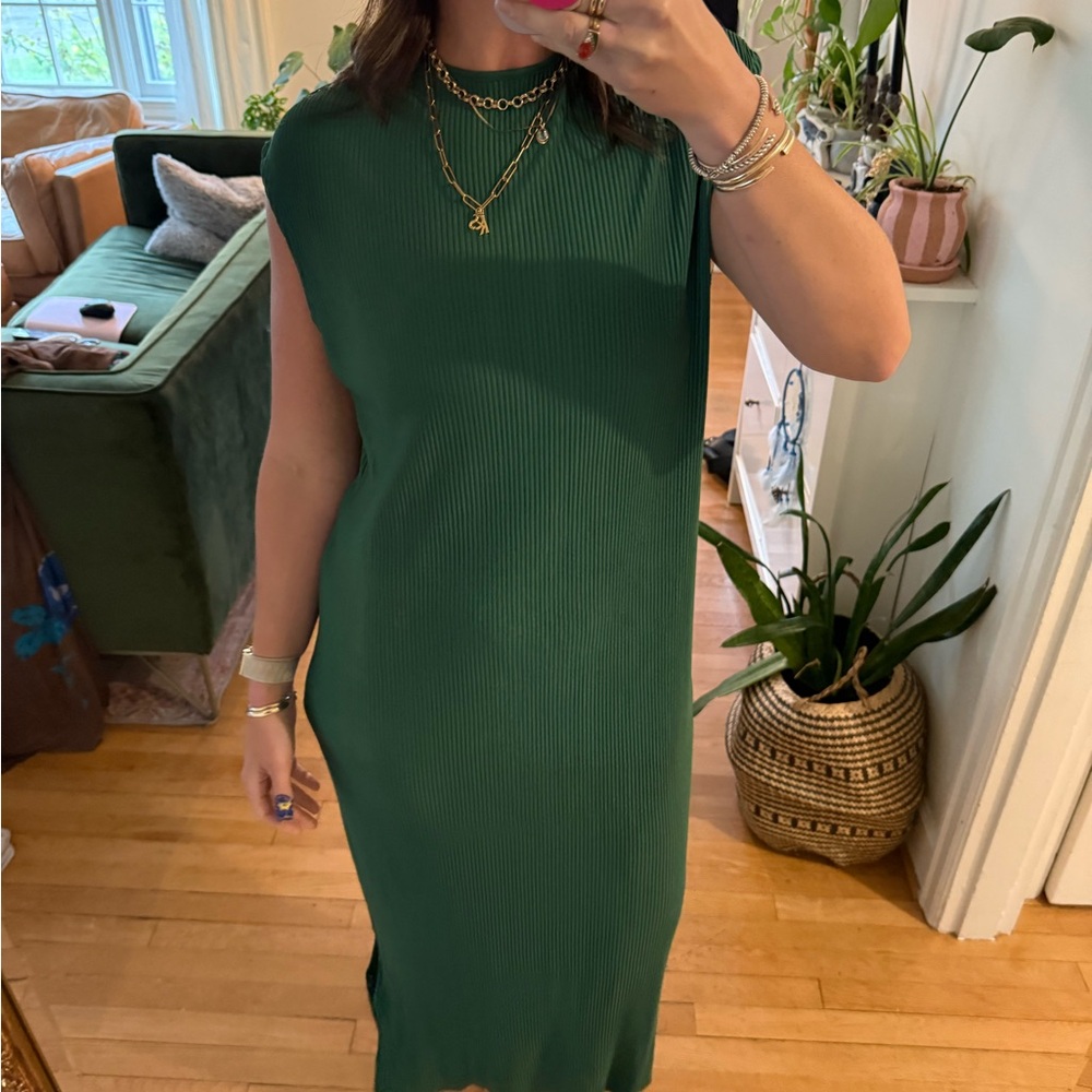 Mango Forest Green Midi Dress